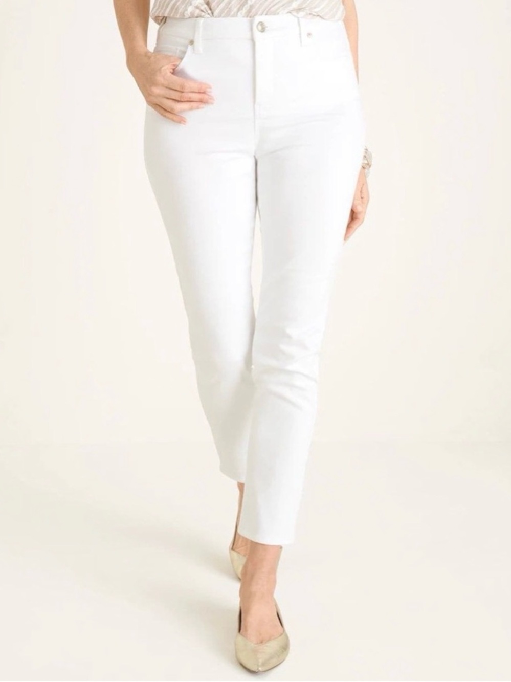 Chico’s So Slimming Girlfriend Slim Leg Ankle Jeans White Size 4R